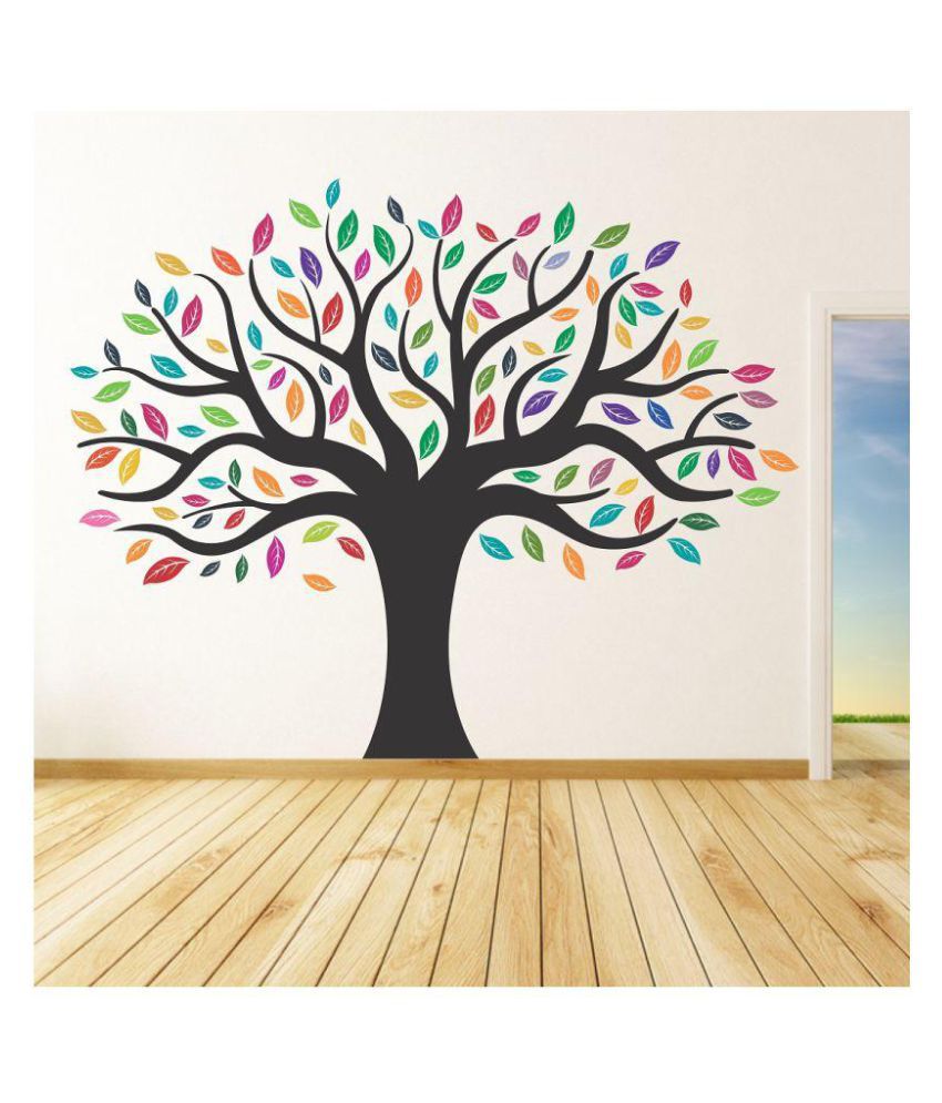     			Wallzone Colorfull Tree Nature Sticker ( 90 x 110 cms )