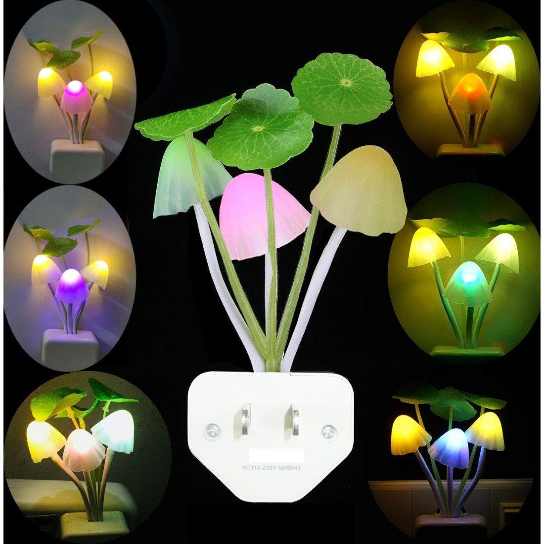 Euros Fancy Mushroom Shape Automatic Sensor Led Color Changing Light Night Lamp Multi Pack Of 1