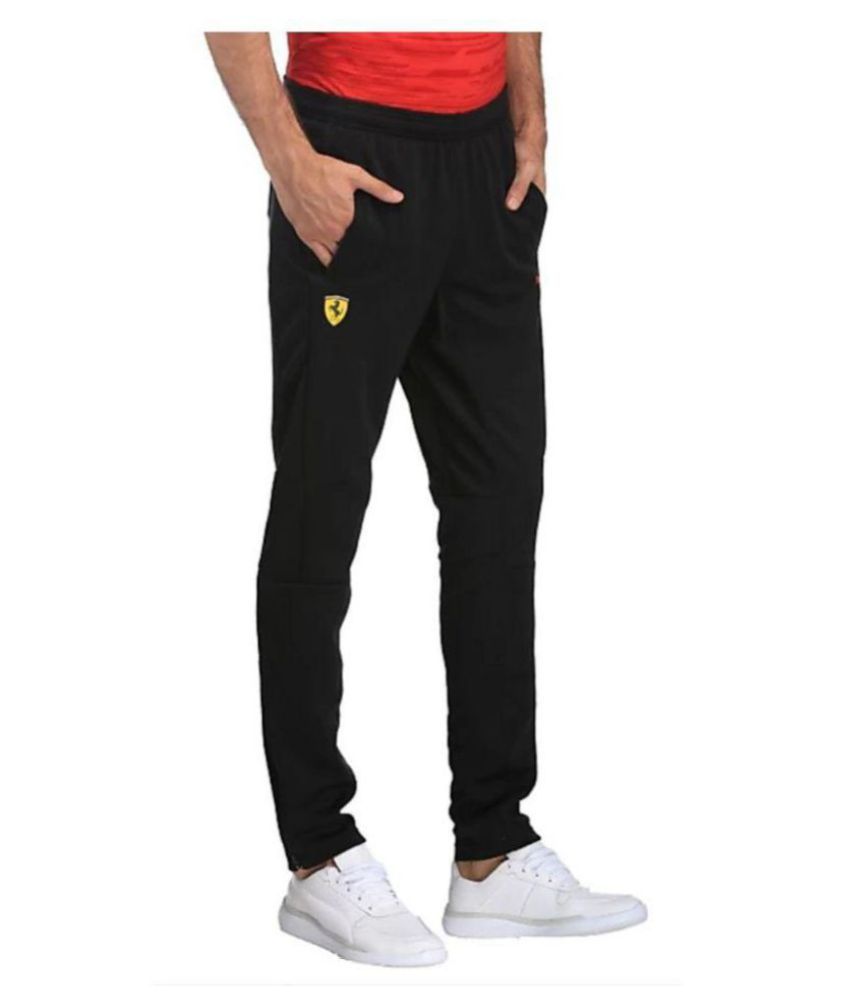 puma black polyester trackpants