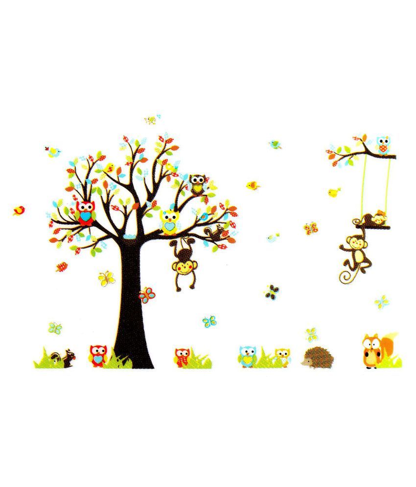 New Cute Owl Monkey Diy Dance Studio Wall Stickers Removable