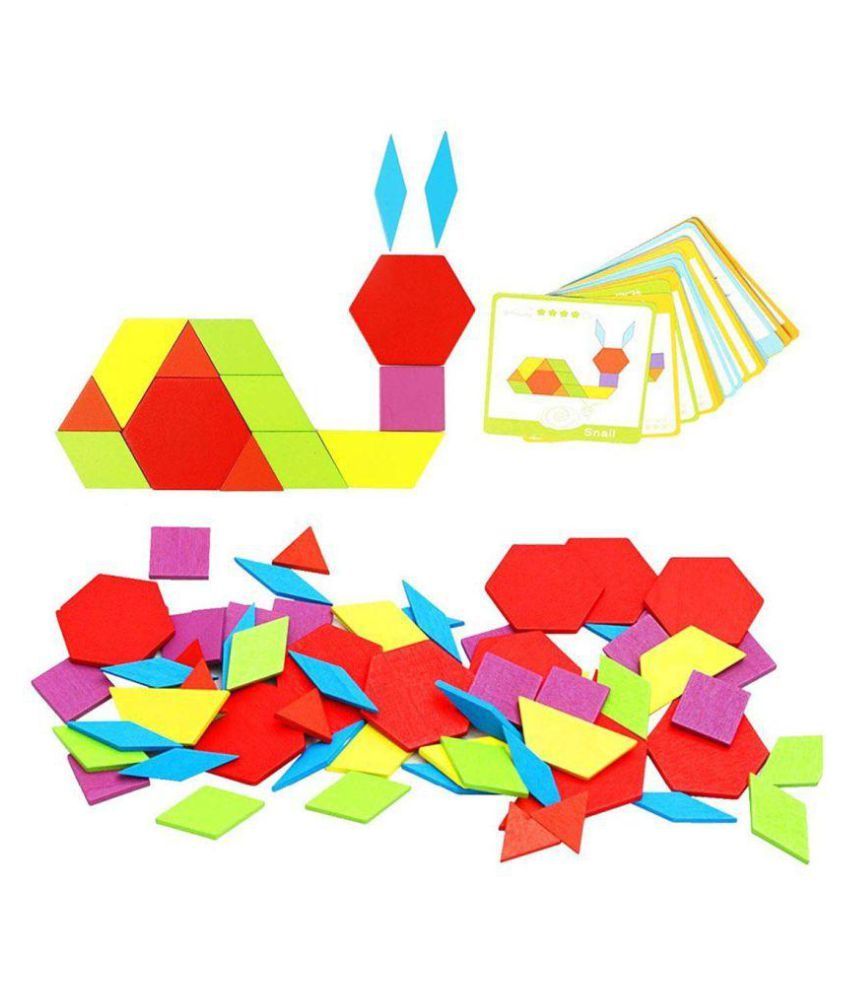 KITIKITTZ Colorful Wooden Tangram Puzzle With 24 Design Card (Include ...