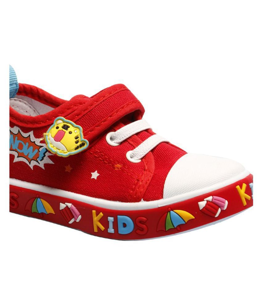 Little Soles Red Canvas Shoes With a Cartoon Motif and