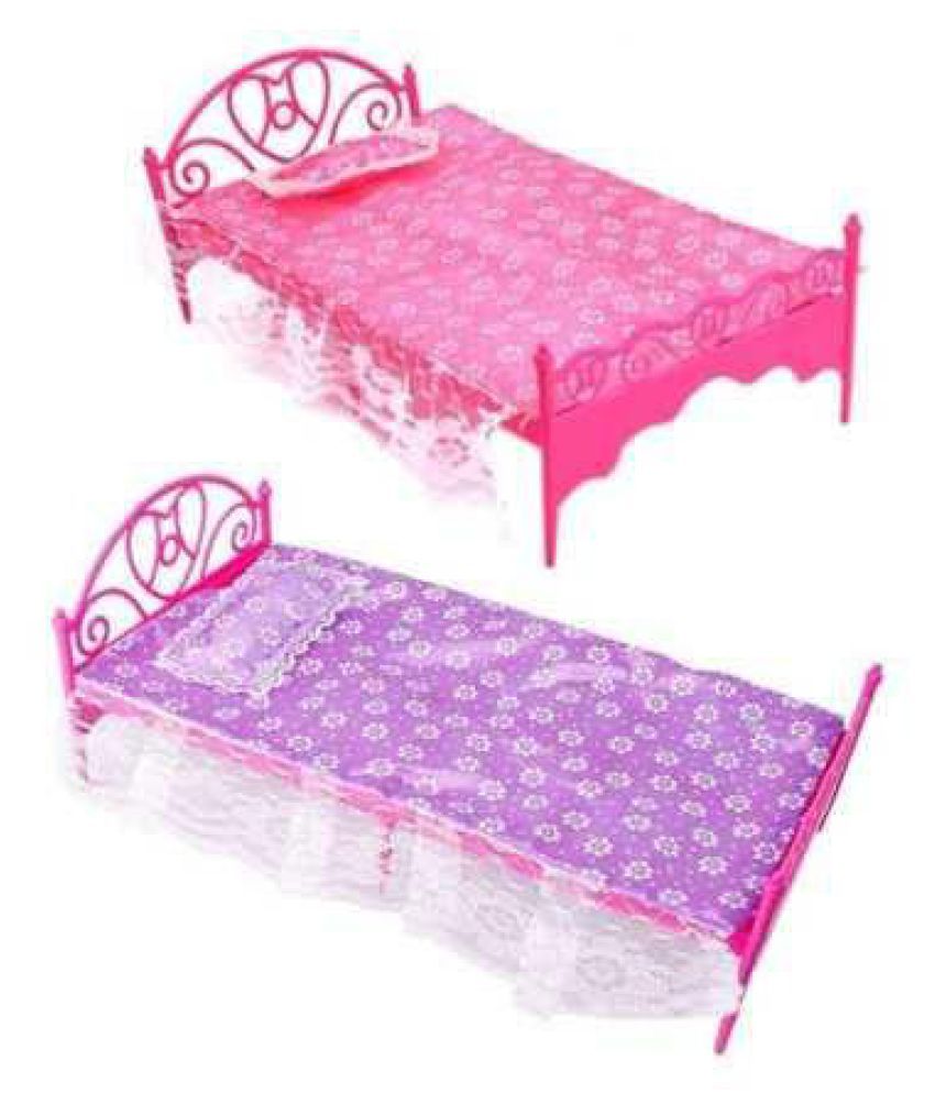 Fashion Plastic Bed Bedroom Furniture Fr Barbie Dolls