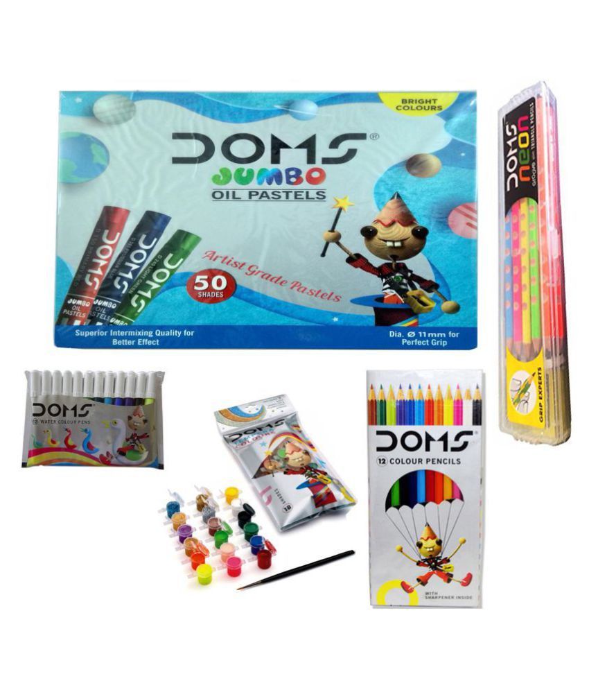 DOMS OIL PASTELS (50 SHADES ) +1 SET DOMS TEMPERA COLOUR (18 SHADES)+10