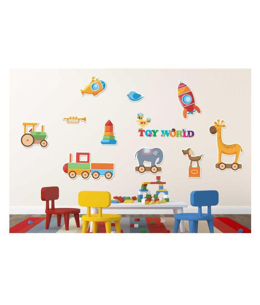    			Wallzone Kid Train Abstract Sticker ( 75 x 155 cms )