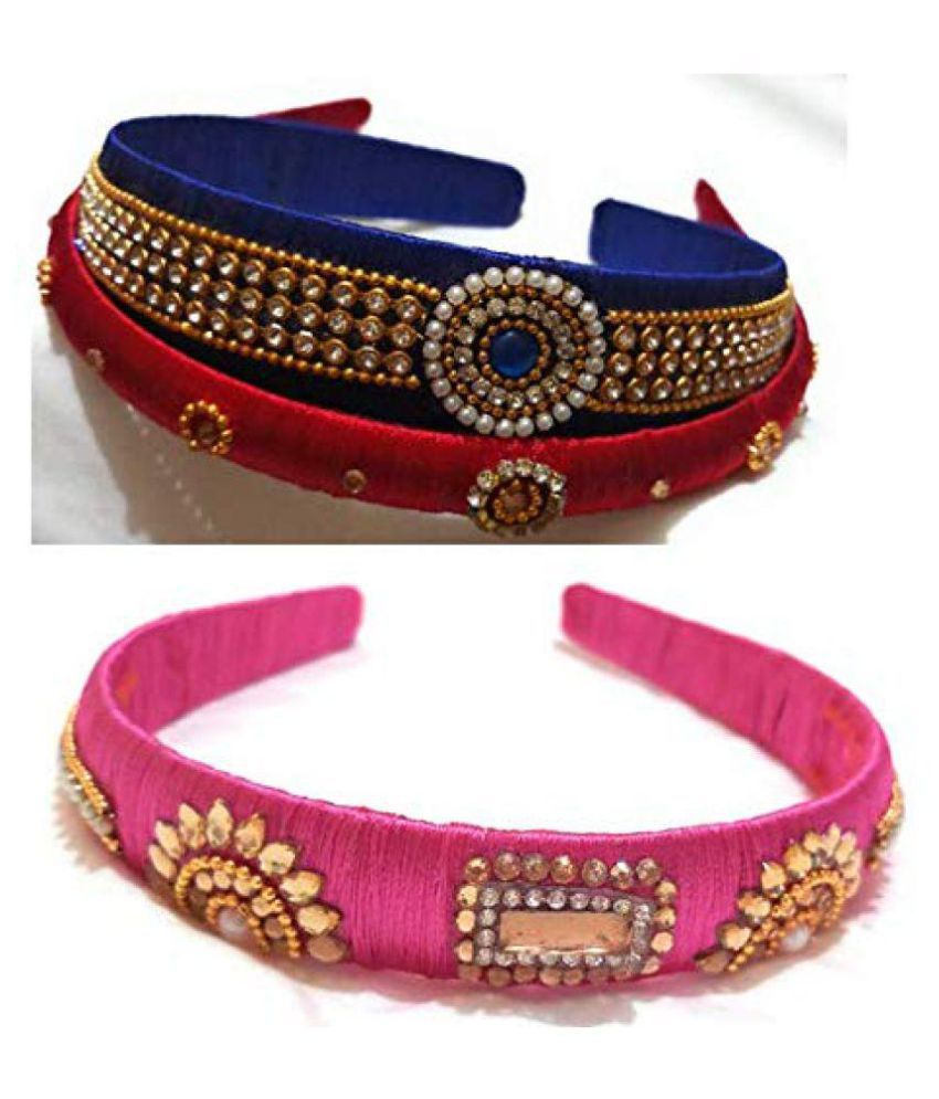 GO-FOR-IT Silk Thread_Blue, Red and Pink Hairband for lovely kids. DIWALI  SPECIAL COLOUR: Buy Online at Low Price in India - Snapdeal
