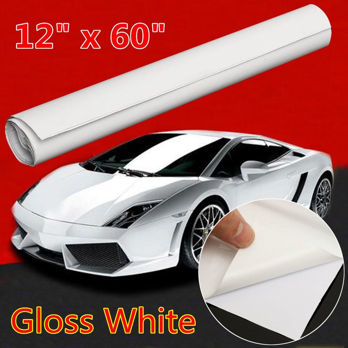 *60/"x60/" Gloss White Vinyl Wrap Sticker Decal Sheet Film Bubble Free Grade Car