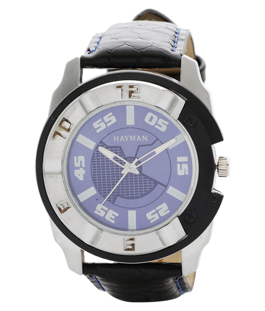 men fashion ex306 blue leather analog men's watch