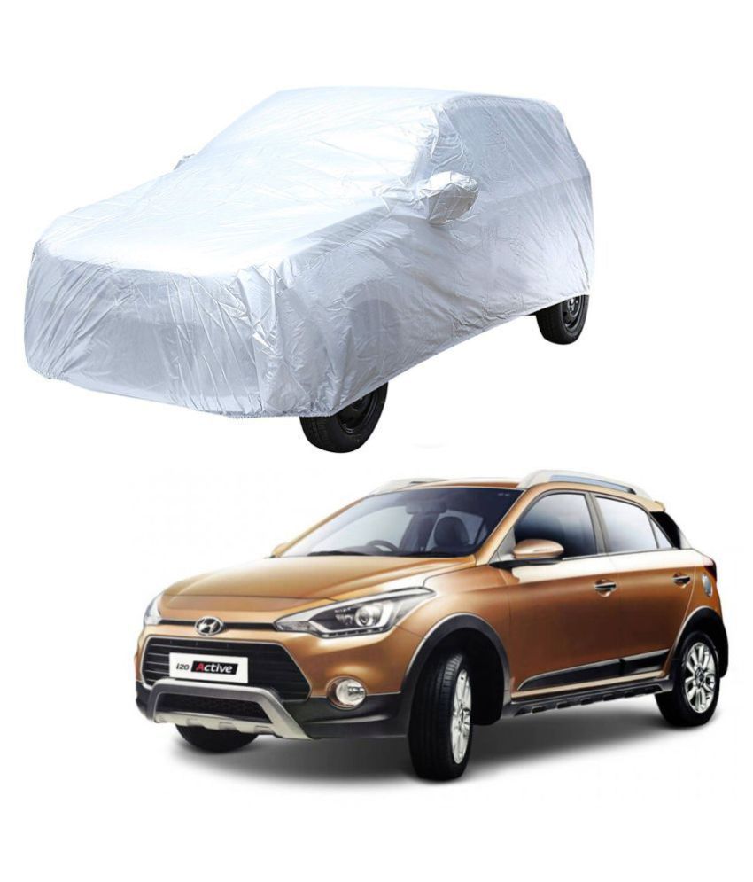     			Autoretail Silver Color Dust Proof Car Body Polyster Cover With Mirror Pocket Polyster For Hyundai I20 Active