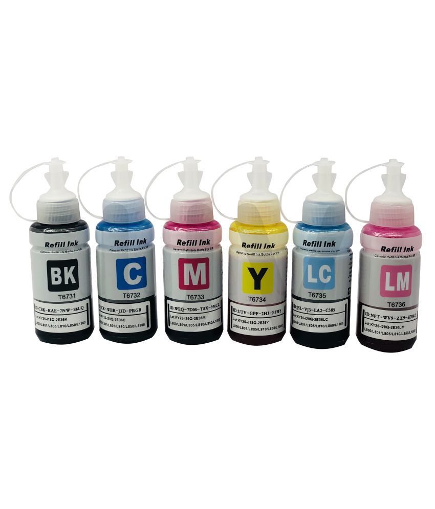 UV T6731/32/33/34/35/36 Multicolor Pack of 6 Ink bottle for Use with L 800 / L 805/ L 810 / L 850 / L 1800 Printers
