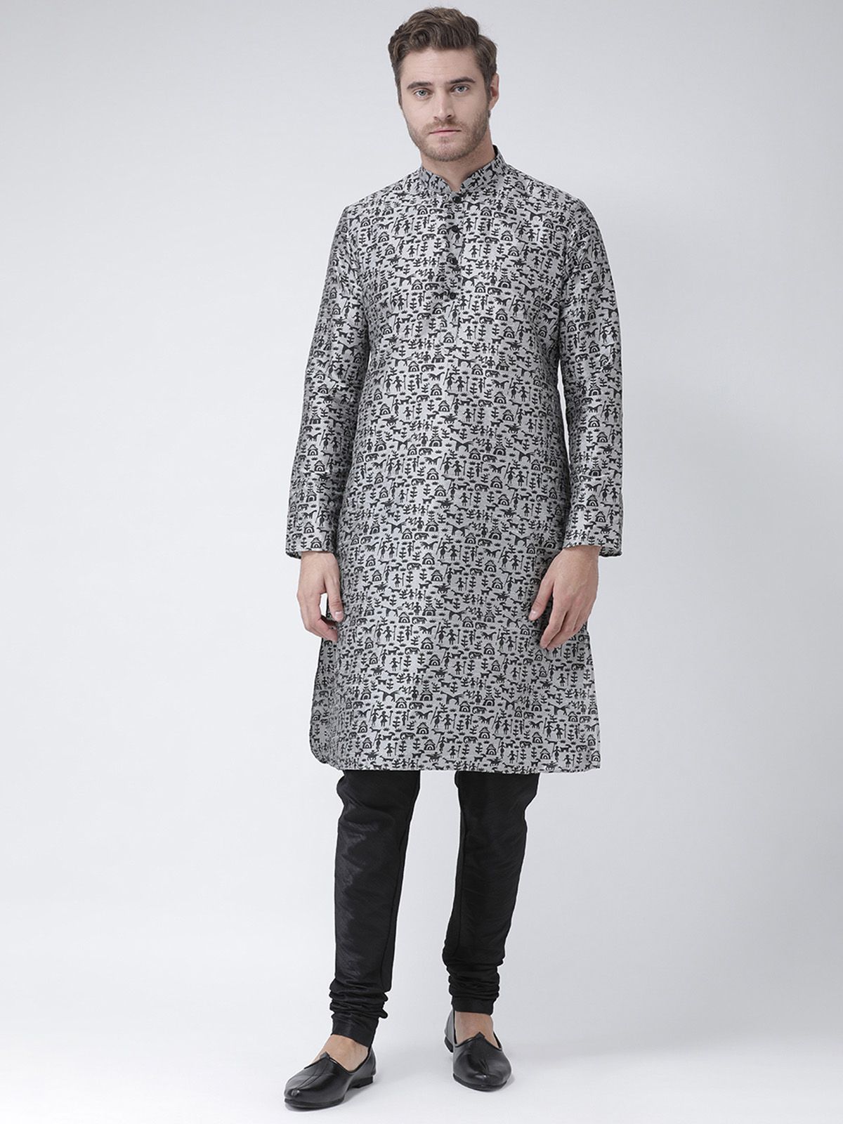     			Deyann Silver Silk Blend Kurta Single