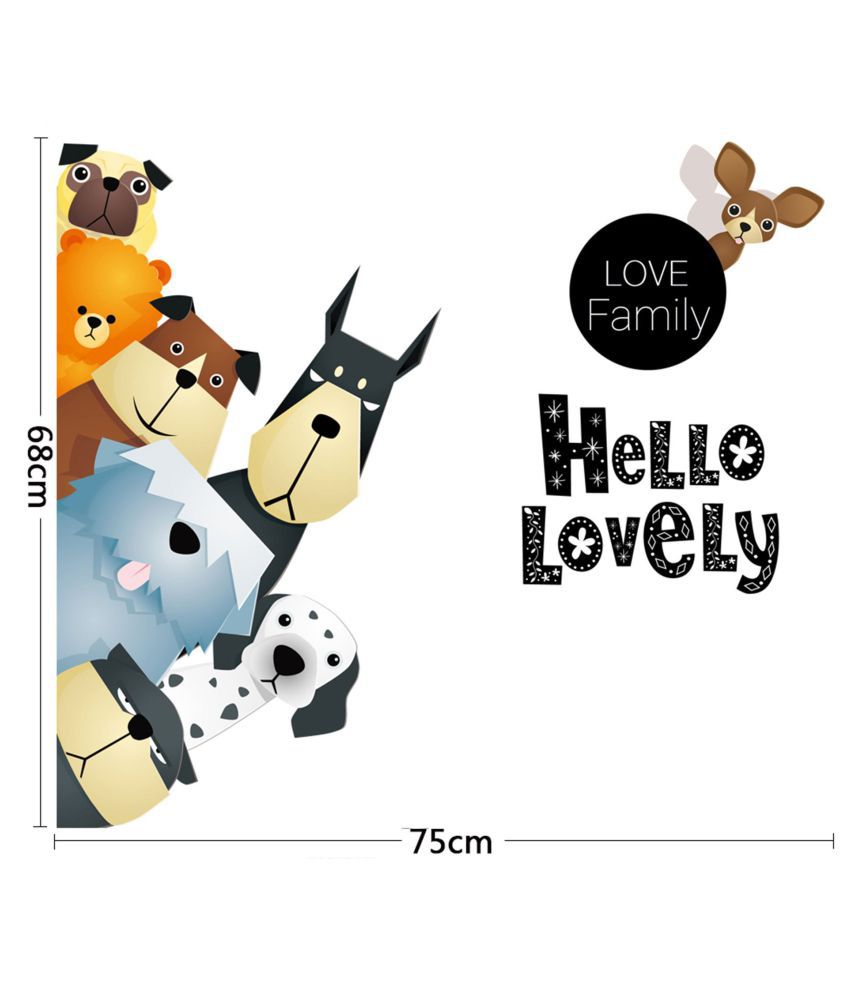 Admire Door Design Cartoon Animal Peeping Romance & Love Sticker ( 75 x 68  cms ) - Buy Admire Door Design Cartoon Animal Peeping Romance & Love  Sticker ( 75 x 68