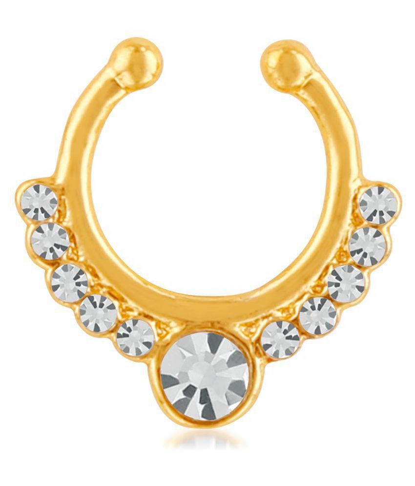 Mahi Gold Plated Glorious Crystal Nose Ring for girls and women ...