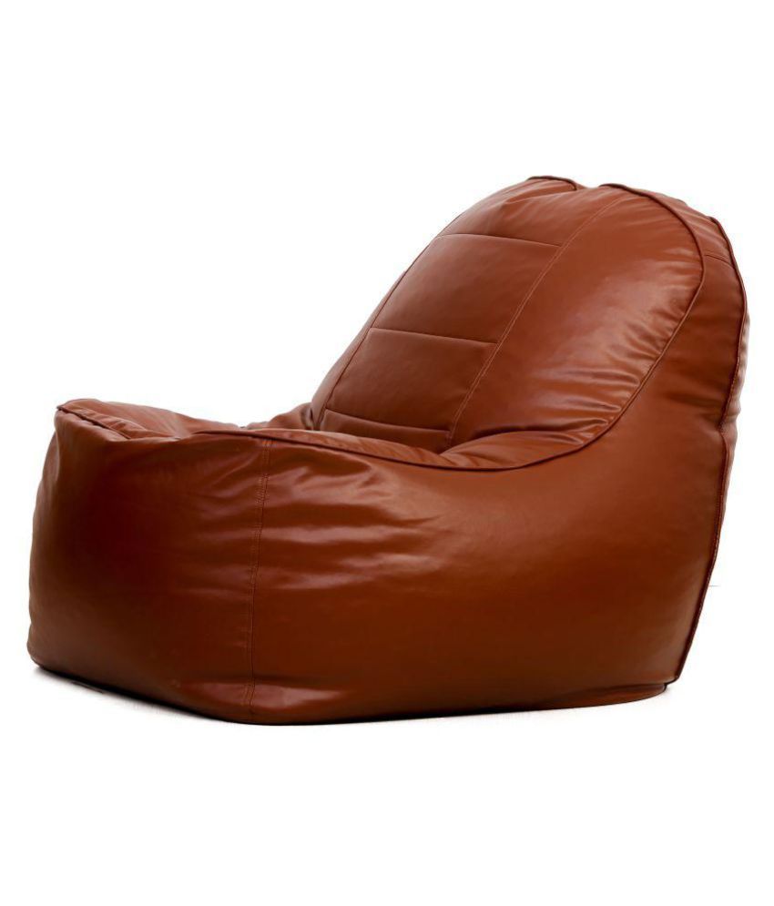 Couchette Xl Lounge Chair Sofa Luxury Bean Bag Cover With Footrest Without Beans Brown Premium Quality