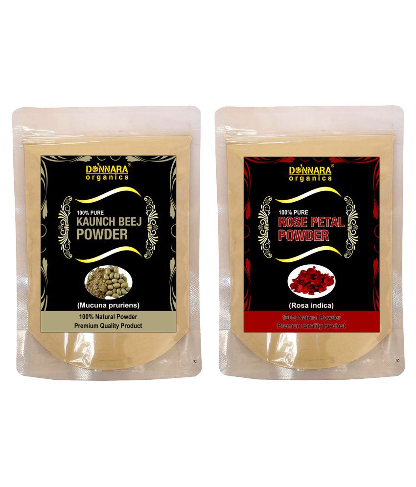 Donnara Organics 100% Natural Rose Petal & Kaunch Beej powder  Face Pack 300 gm Pack of 2