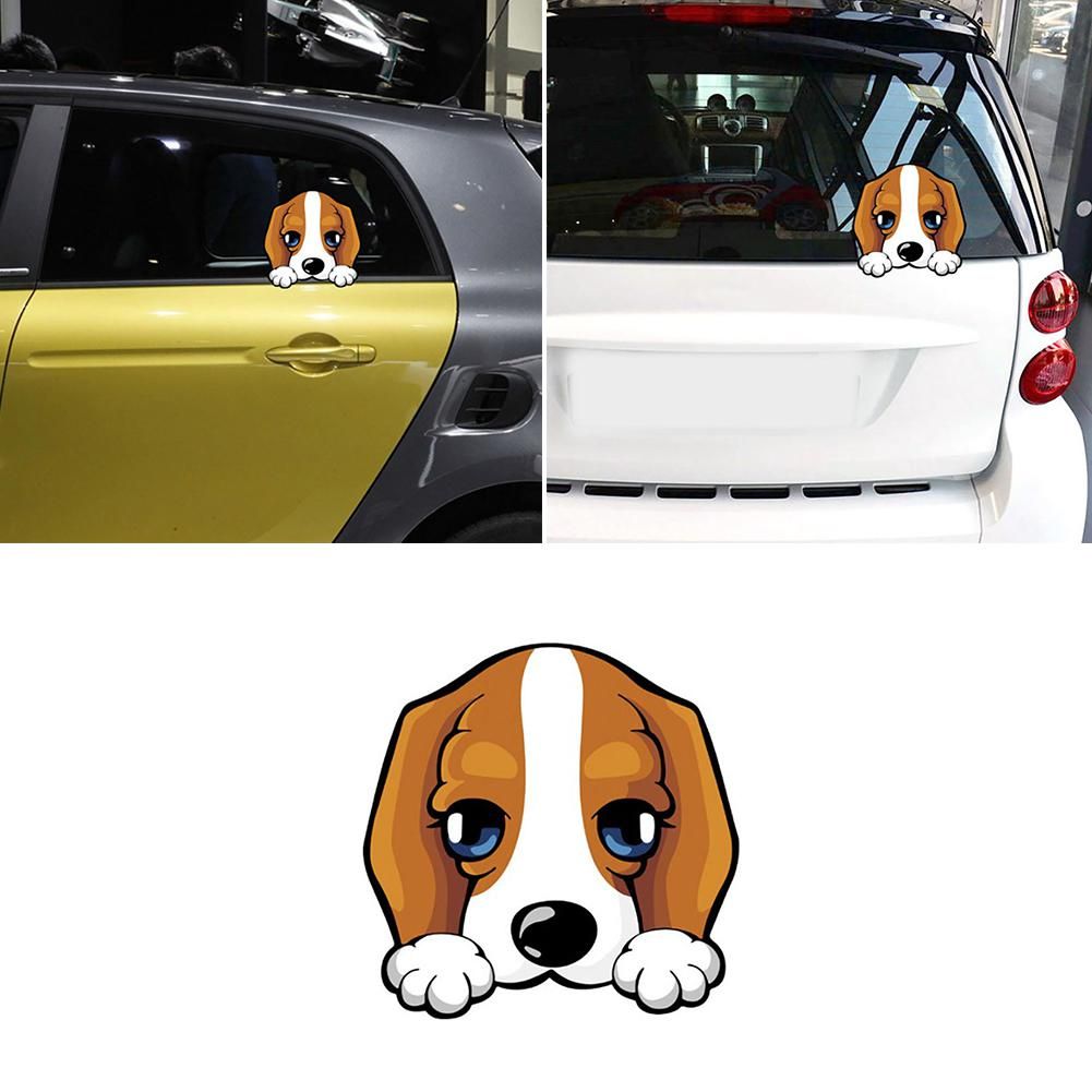 Cute Dog Peeking Reflective Car Vehicle Door Rear Window Sticker