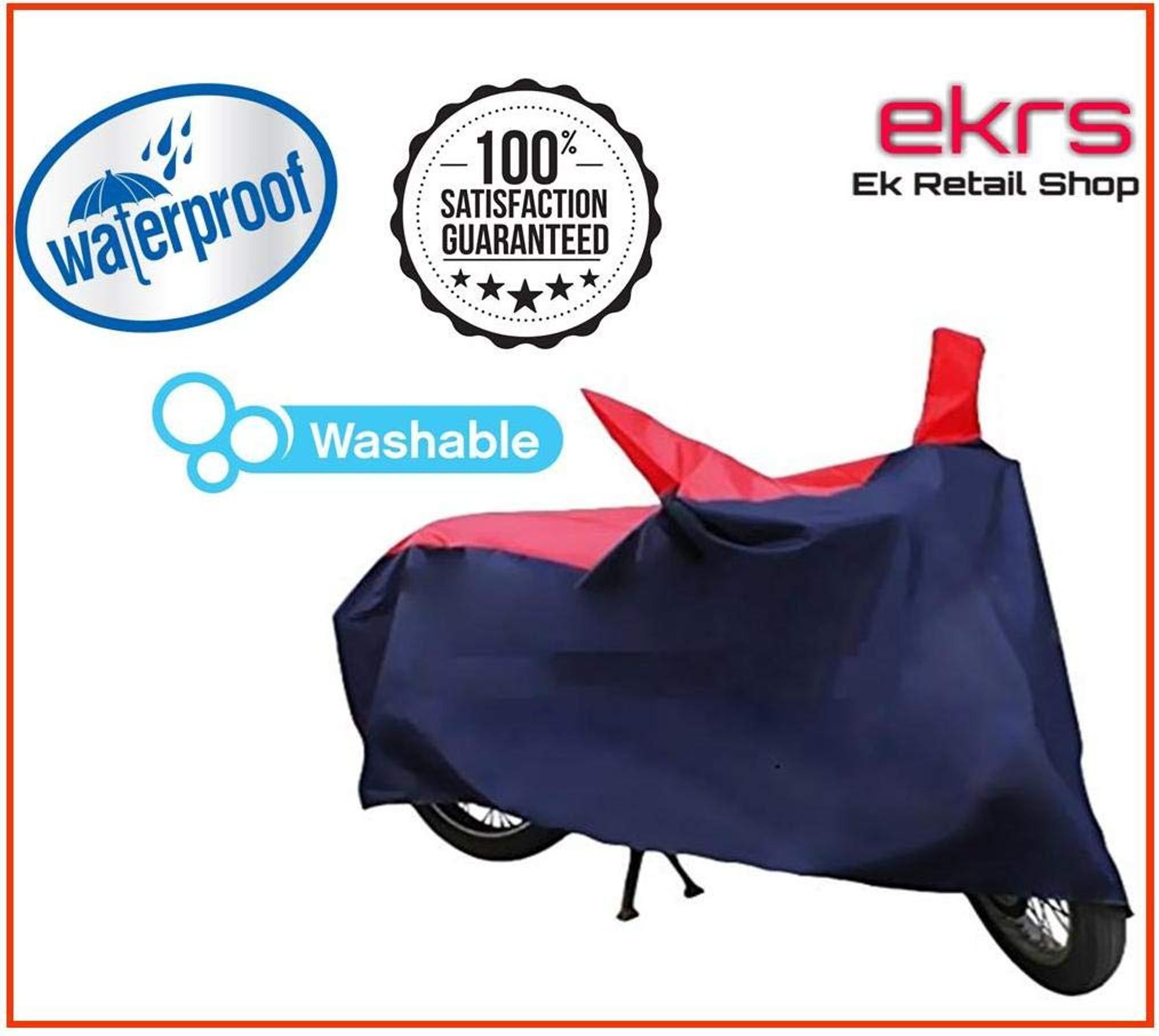 EKRS Nevy/Red Matty Waterproof Bike Body Cover for Hero Glamour