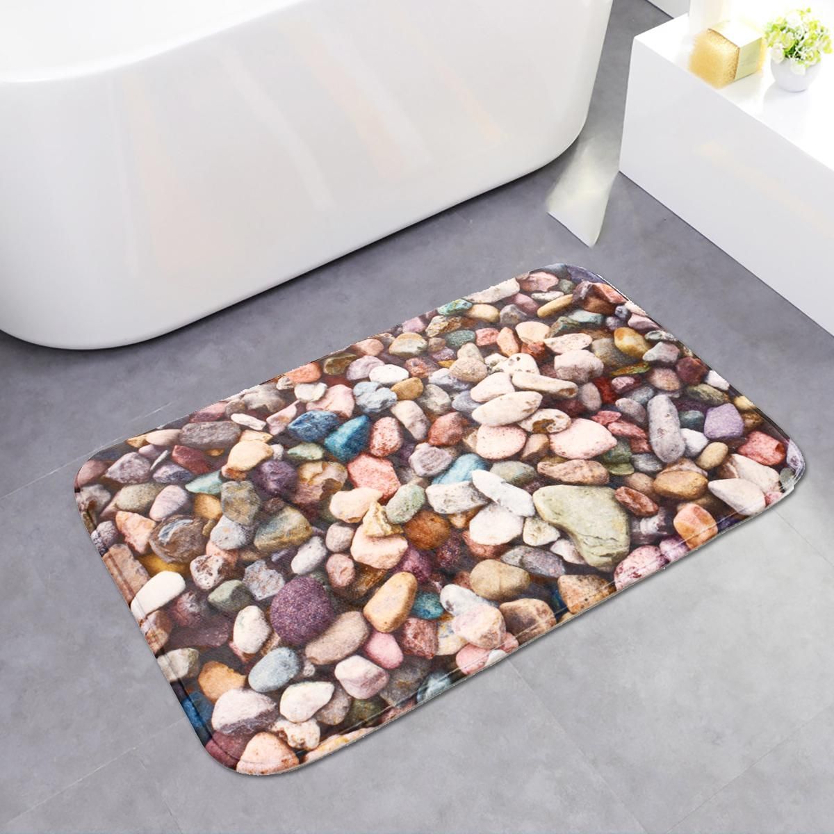 Stones Soft Flannel Kitchen Living Room Floor Mat Rug Non Slip