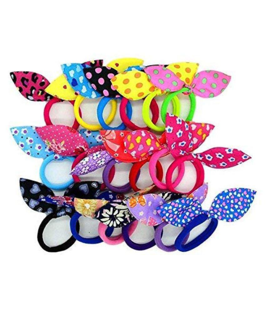 Girl's Rabbit Ear Hair Tie Rubber Bands Style Ponytail Holder (Multicolour)  Pack of 8: Buy Online at Low Price in India - Snapdeal