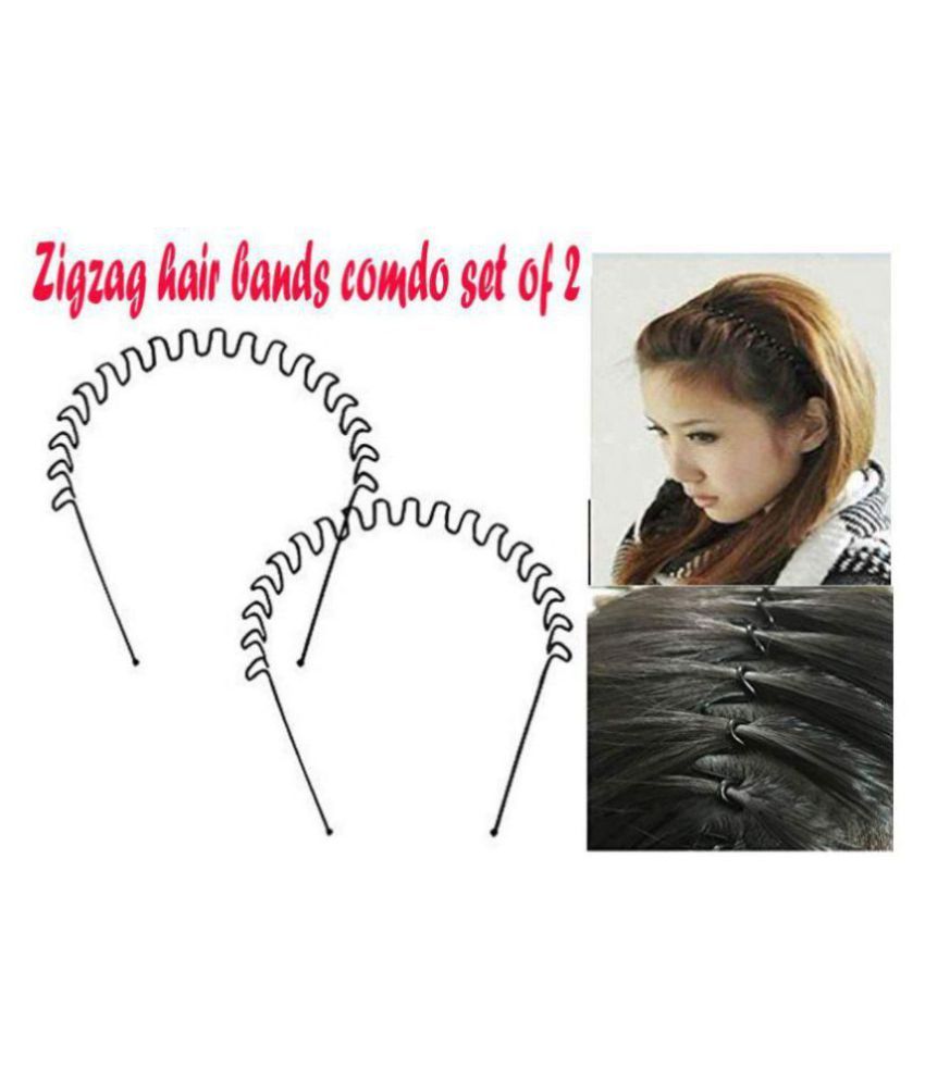 Hair Bands Black Color Metal 2 Zig Zag Girls Women And Men Daily