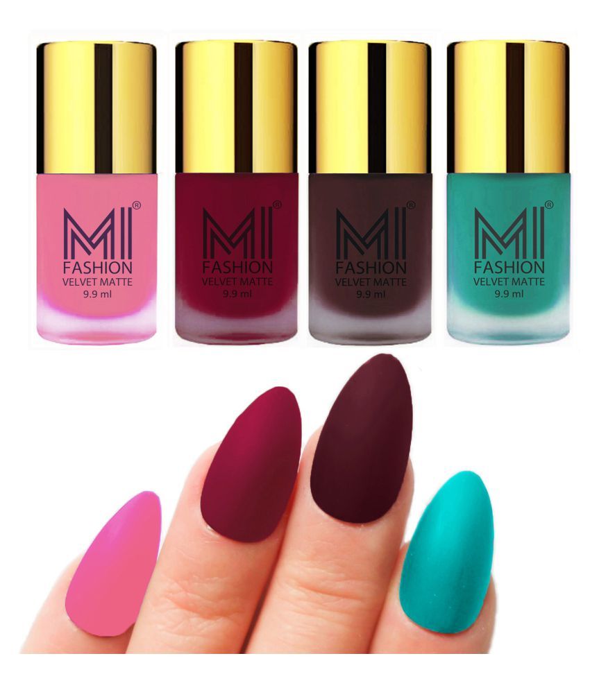     			MI FASHION Dull Rough Velvet Matte Nail Polish Baby Pink,Mauve,Wine,Sky Blue Matte 39.6 ml Pack of 4