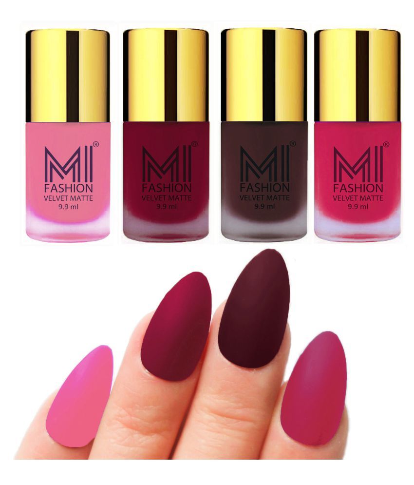     			MI FASHION Dull Rough Velvet Matte Nail Polish Baby Pink,Mauve,Wine,Grey Matte Pack of 4 mL