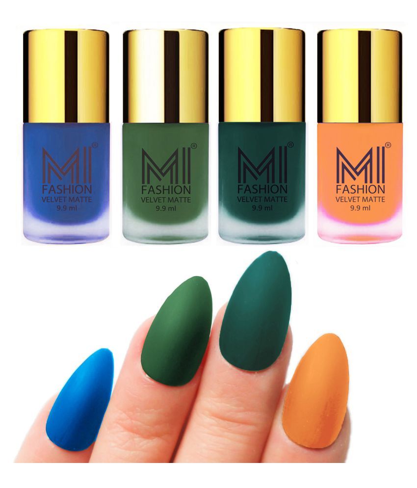     			MI FASHION Dull Rough Velvet Matte Nail Polish Navy Blue,Green,Black,Nude Matte 39.6 ml Pack of 4