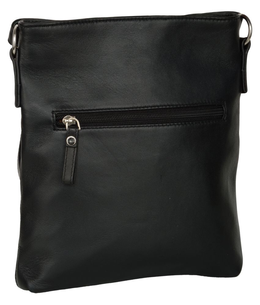 leather sling bag black