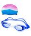 Emm Emm 2 in 1 Kids Swimming Accessories Combo of Silicone Cap Goggles