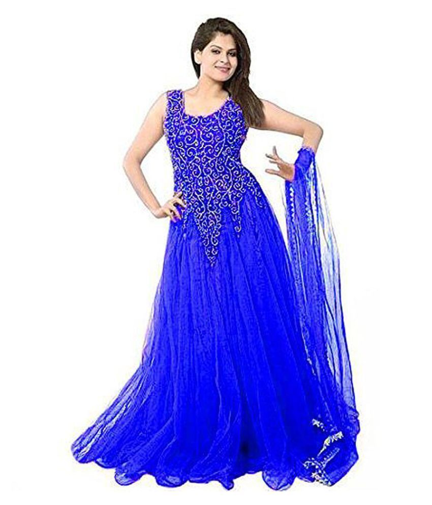 blue net gown