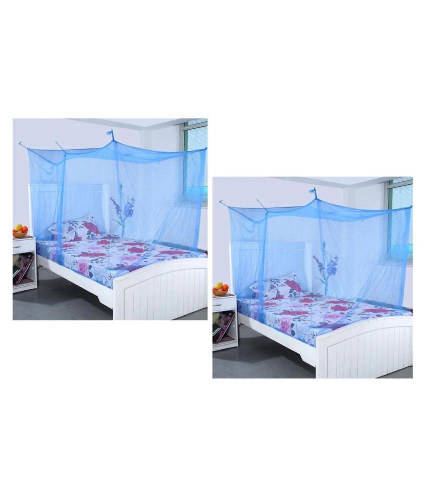     			E-Retailer Double Blue Plain Mosquito Net Set of 2