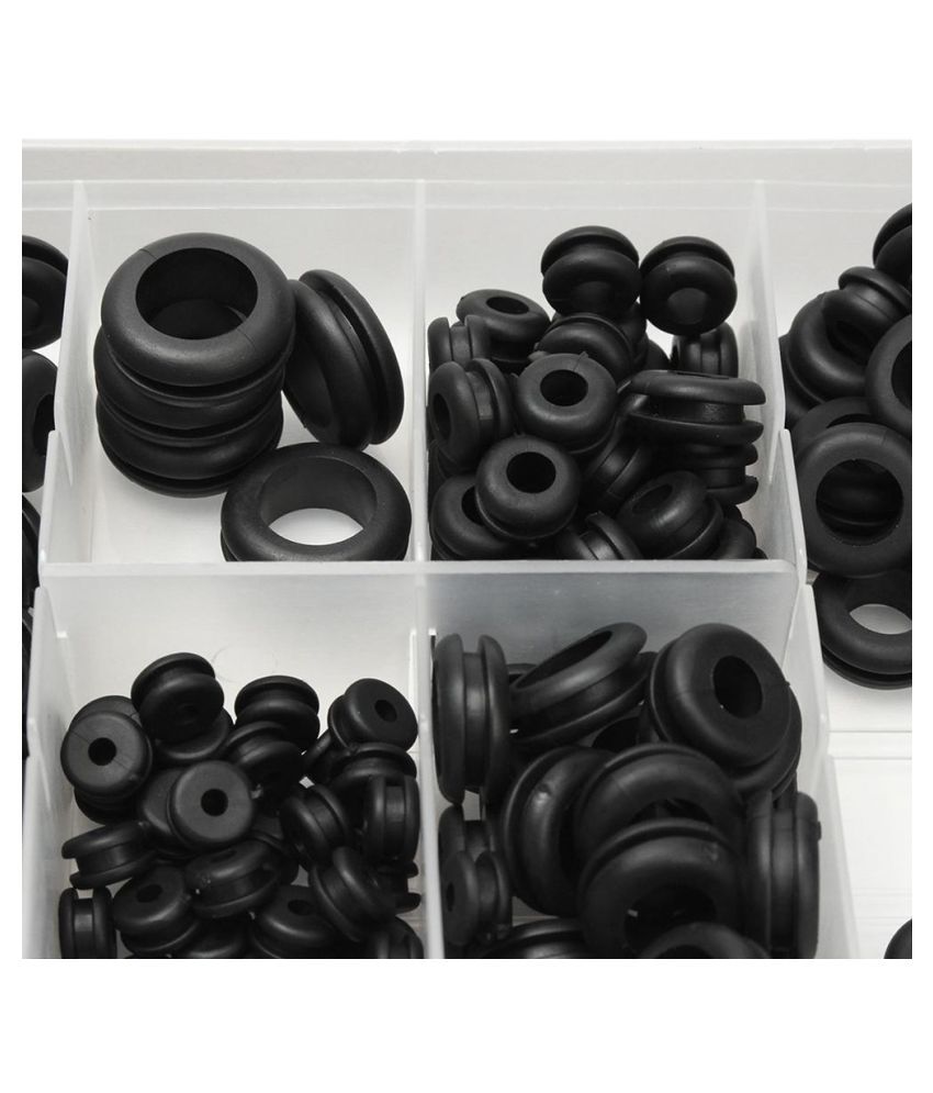 180Pcs Black Rubber Washer Seals Grommets Assortment Set Wiring Cable