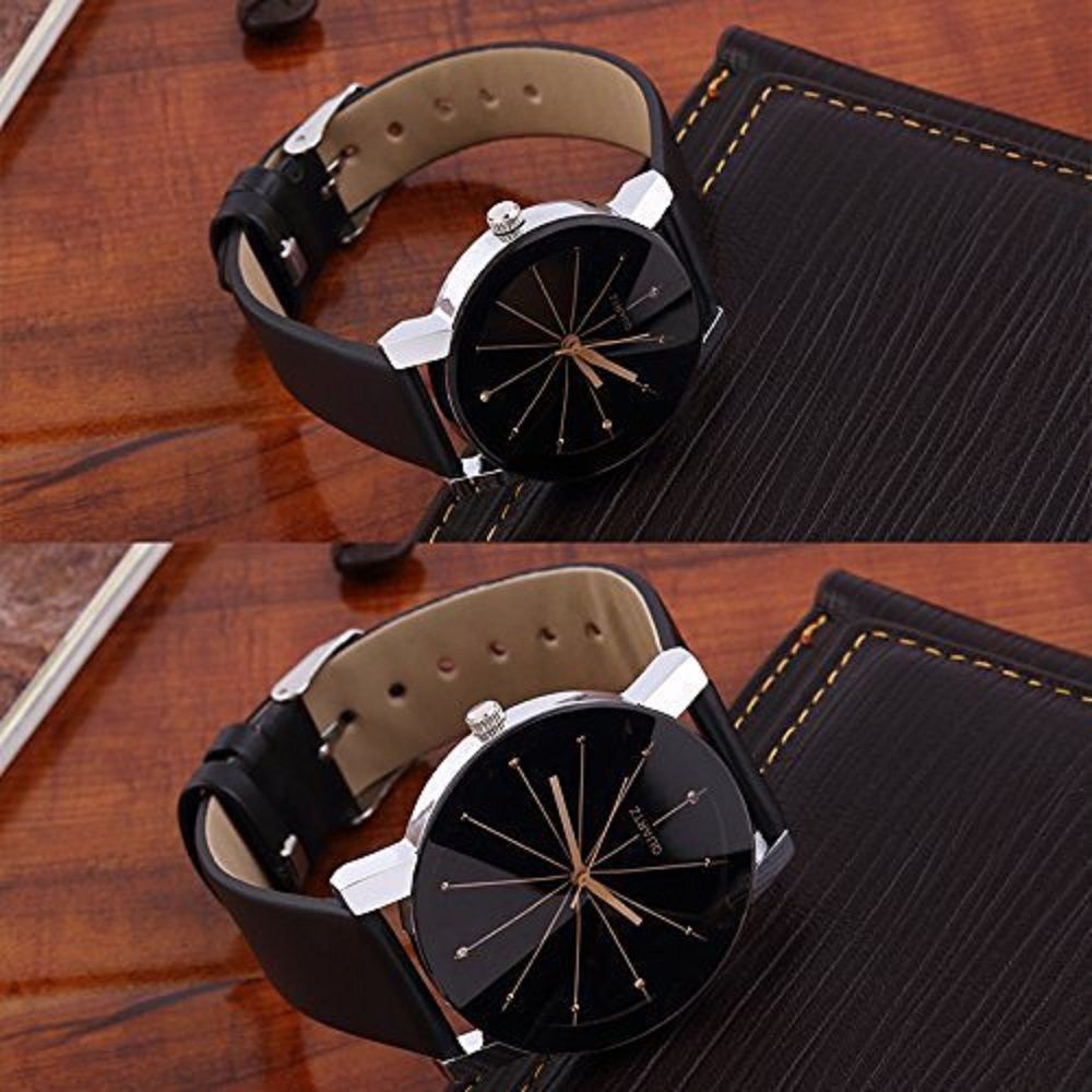 Crystal glass Analogue Watches for Couple Combo (Black) Price in India