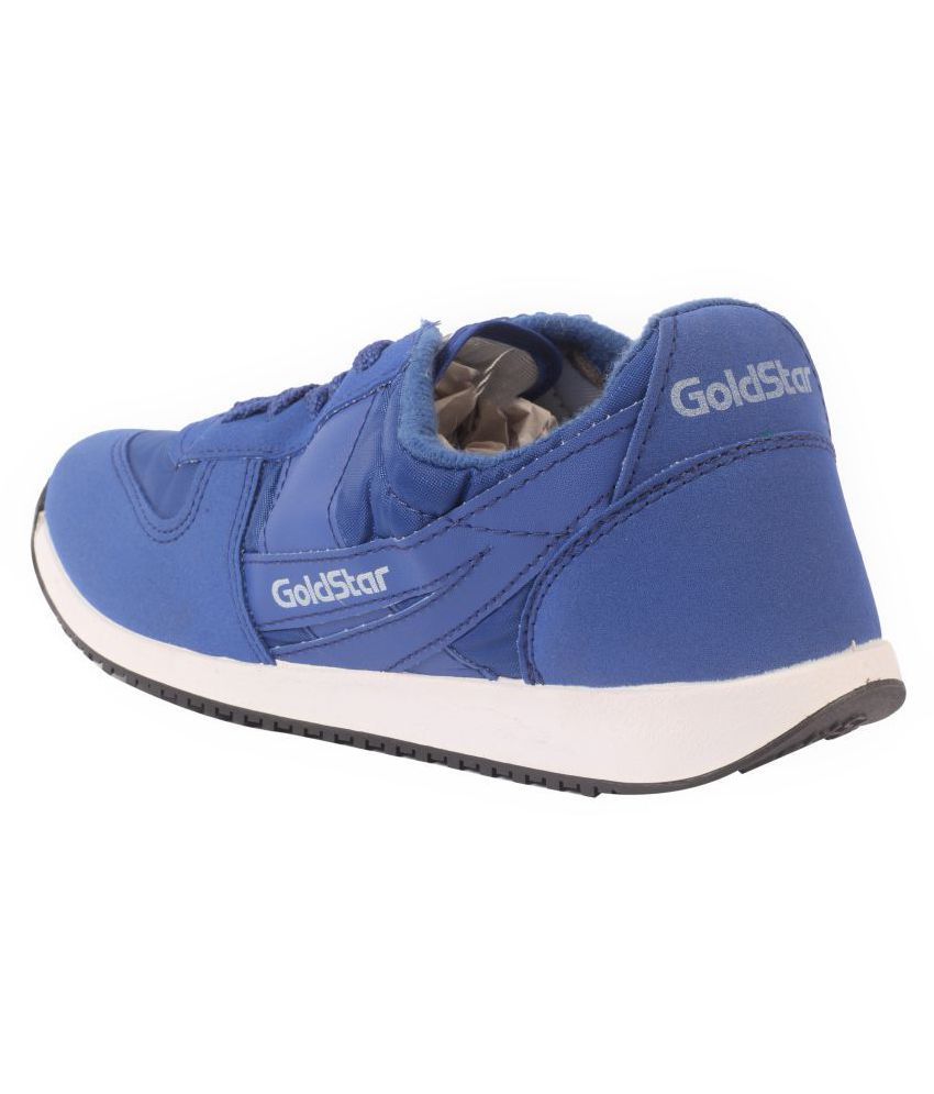 blue and gold track shoes