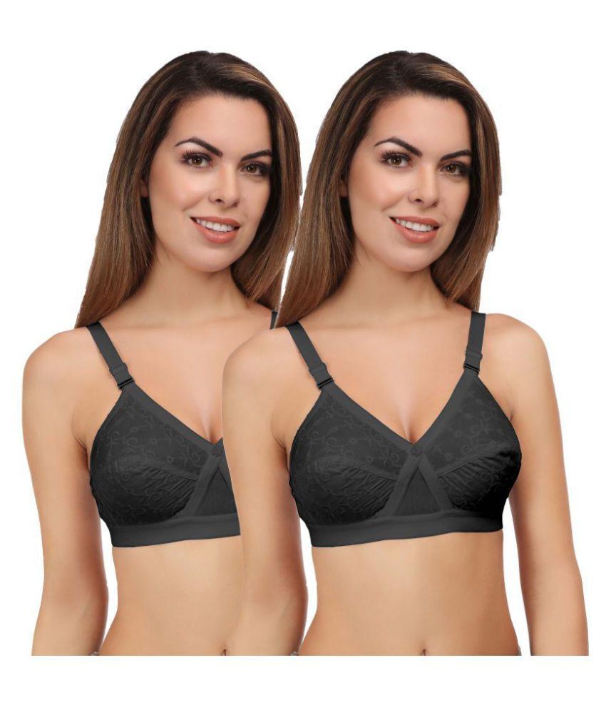     			Eve's Beauty Pack of 2 Cotton Non Padded Women's Minimizer Bra ( Black )