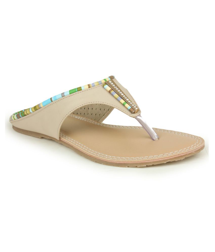 cream flats with ankle strap