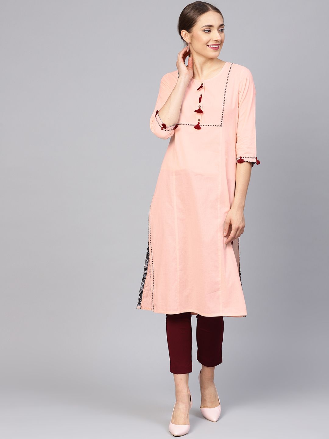 w kurti pink colour