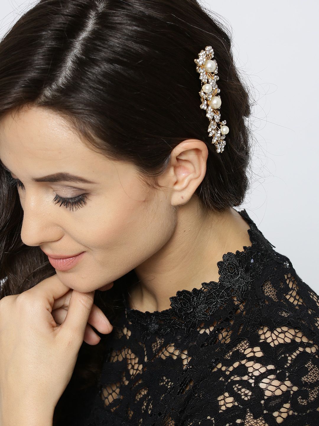 Priyassi Party Wear Silver Floral Funky Fashionable Stone Hair