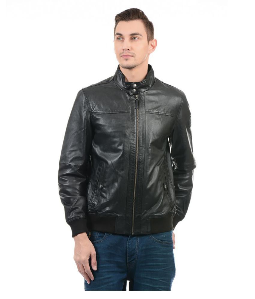 us polo black leather jacket