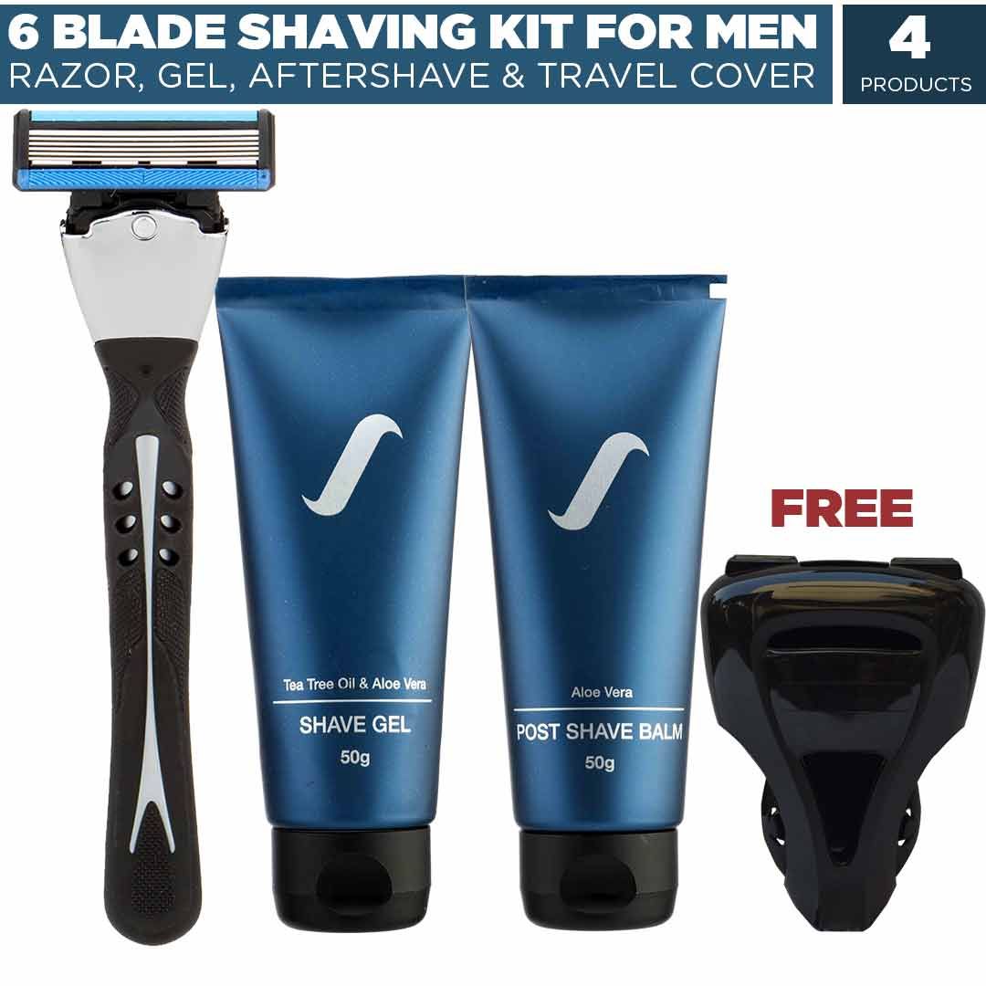 Spruce Shave Club Streak6 Starter Shaving Kit (6 Blade Razor, Gel