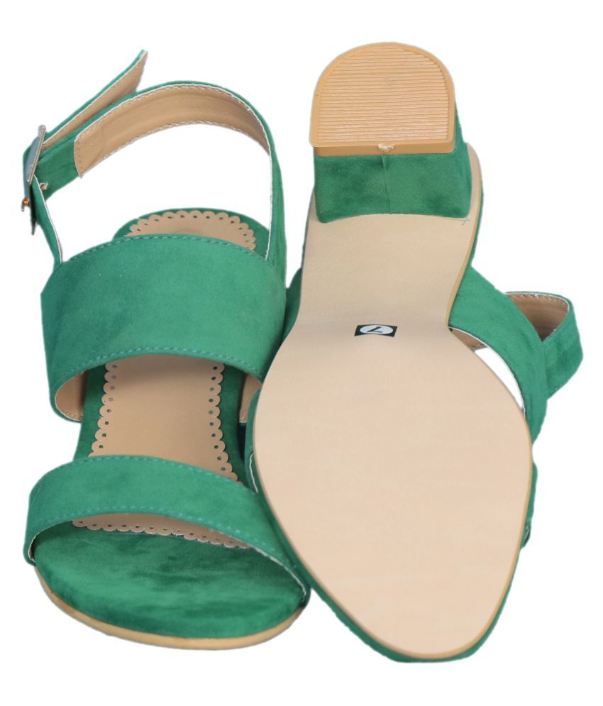 green block heel shoe