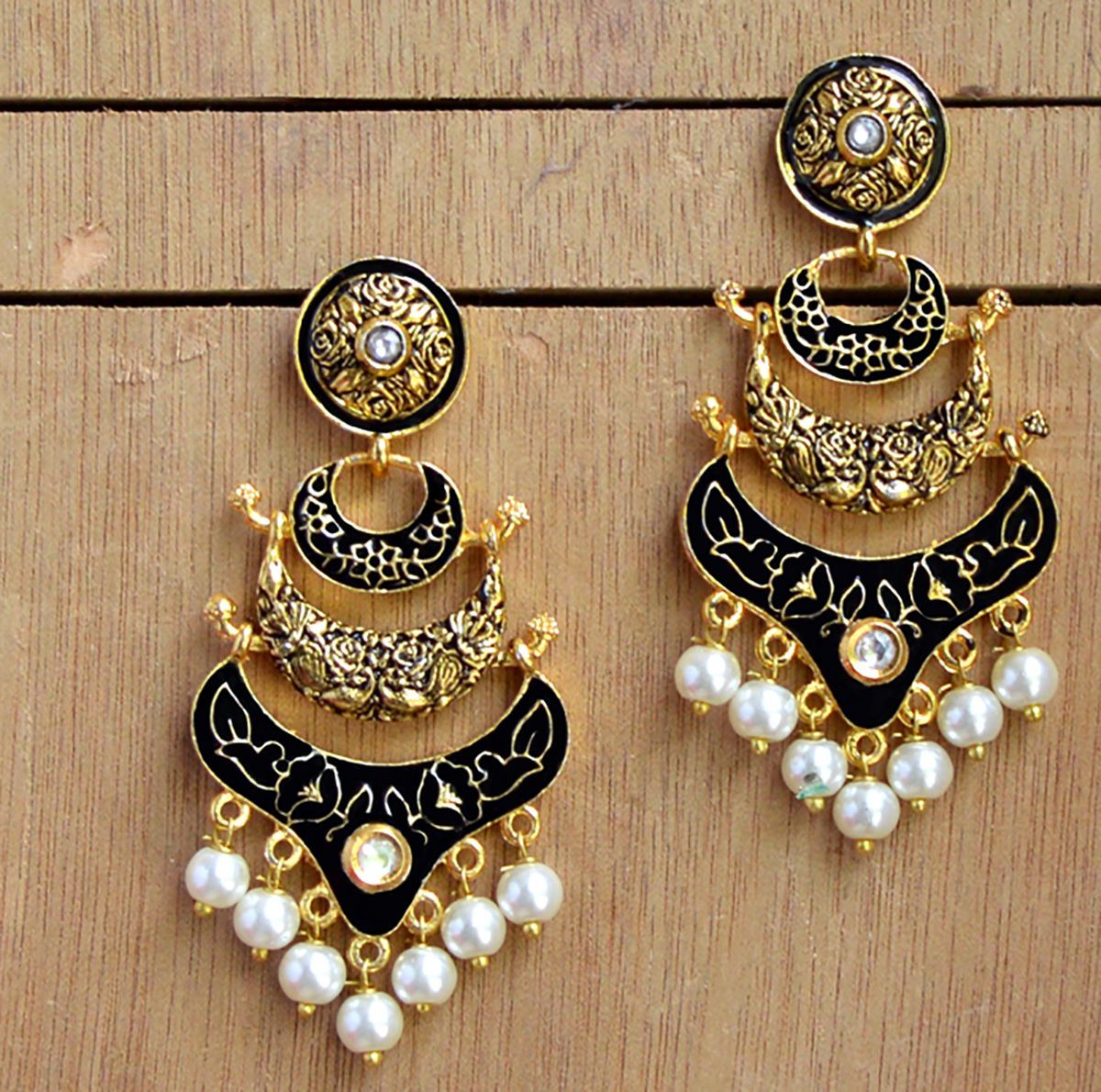 Download Latest kundan meenakari double layer gold plated Black ...