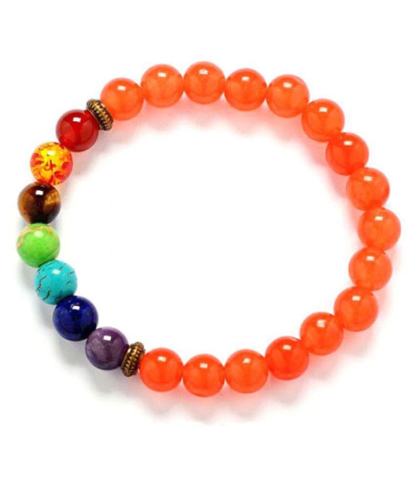     			8mm  7 Chakra Coral Red  Natural Agate Stone Bracelet