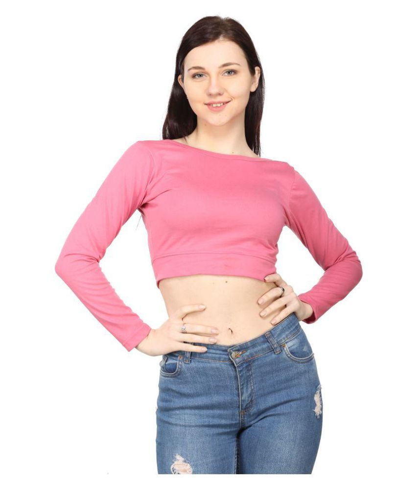     			Ess Emm Clothing Cotton Lycra Crop Tops - Pink