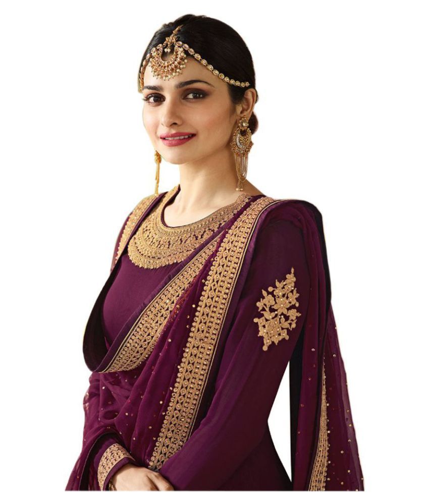 salwar soul shraddha arya charming purple georgette party wear suit