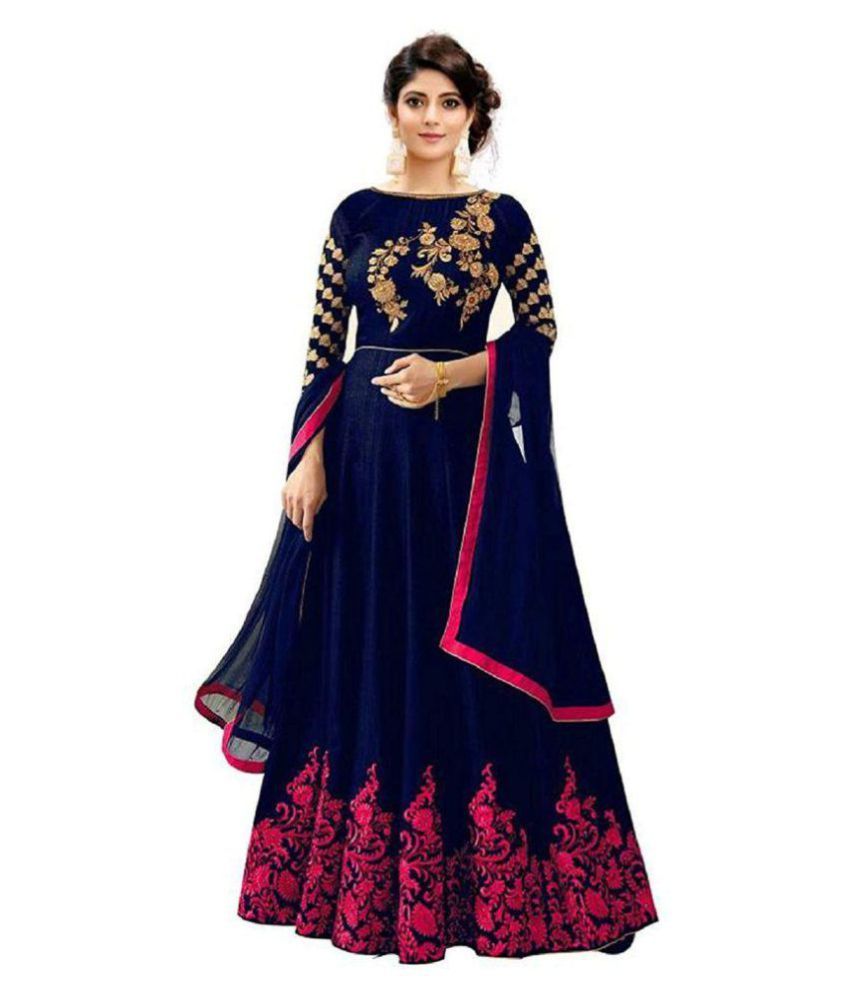 navy silk gown
