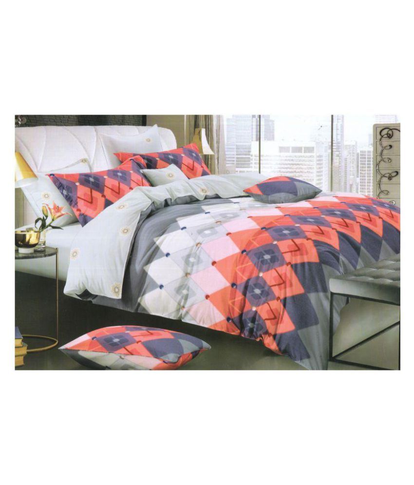 Welhouse India Cotton King Size Bed Sheet With 2 Pillow Covers