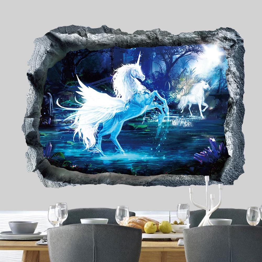 3D Effect Unicorn Wall Sticker Bedroom Living Room Decor DIY Removable
