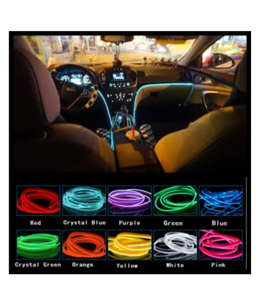 Autoright El Wire Car Interior Light Ambient Neon Light Blue For Cars