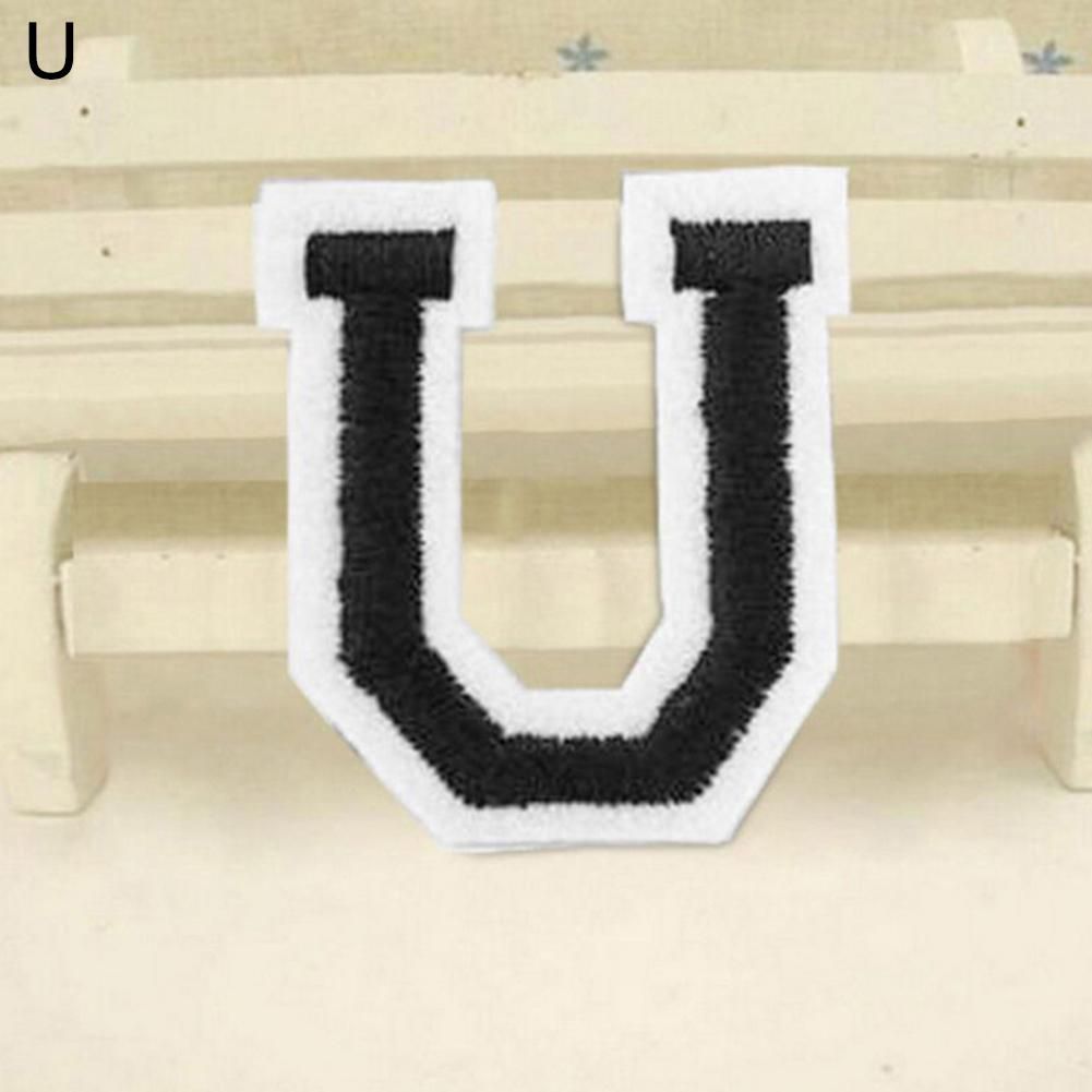 Feli546Bruce Sewing Set English Alphabet Letter A-Z Embroidered Sew Iron On Patch Badge DIY Applique Sewing Supplies for DIY Beginners Adult Kids A 